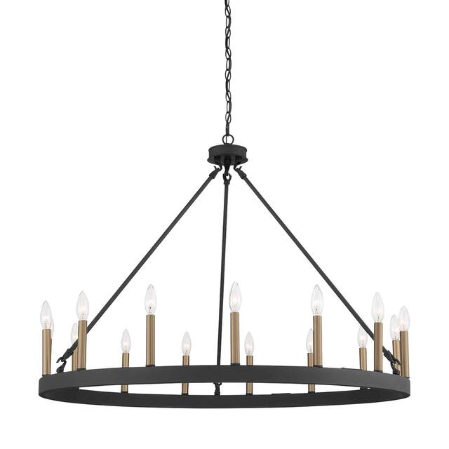 Acroma 15 Light 40 In Modern Farmhouse Wagon Wheel Chandelier-UL