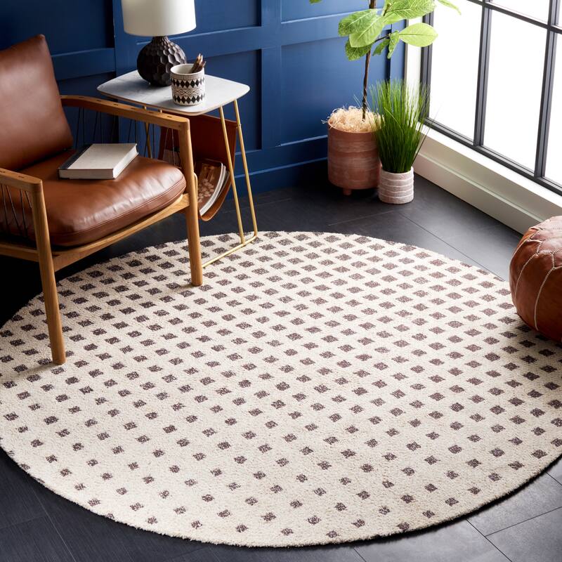 SAFAVIEH Hand-Woven Classic Vintage Djuana Modern Cotton Rug - 6' Round - Natural/Ivory