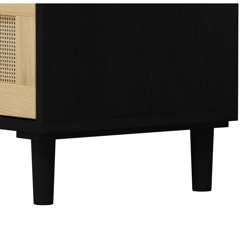 Rattan 3-Drawers Buffet Storage Cabinet (Set of 2)