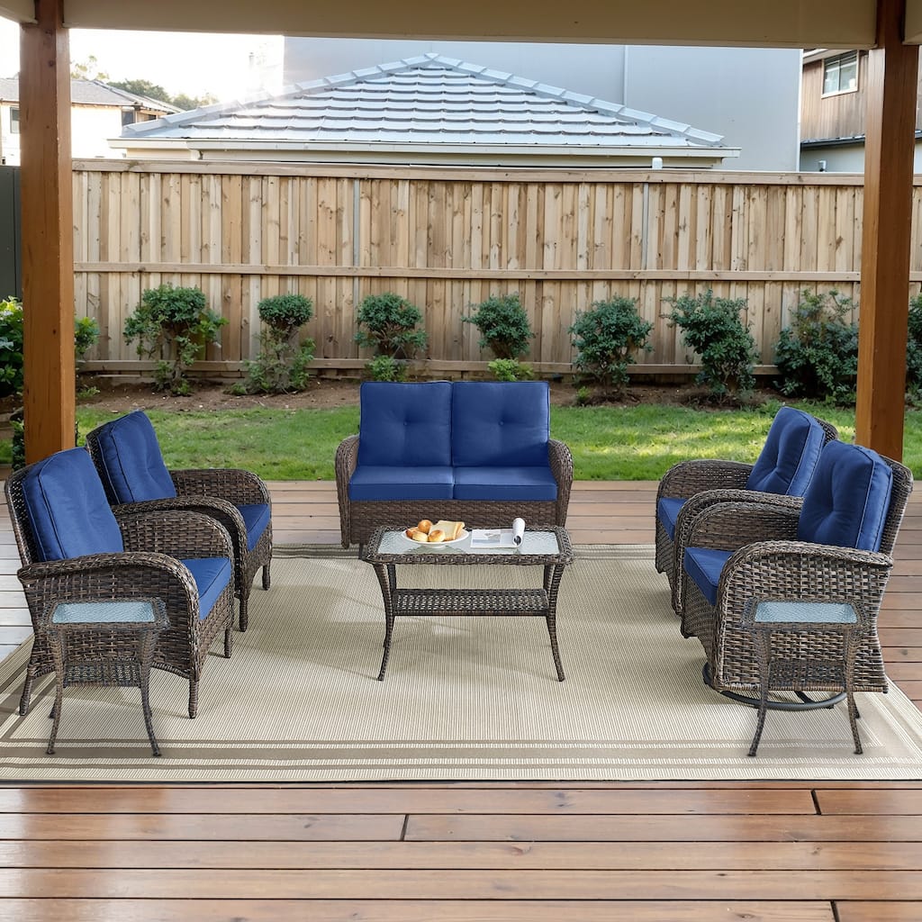 Gymojoy Outdoor Wicker Patio Furniture Loveseat Glider & Chair Set