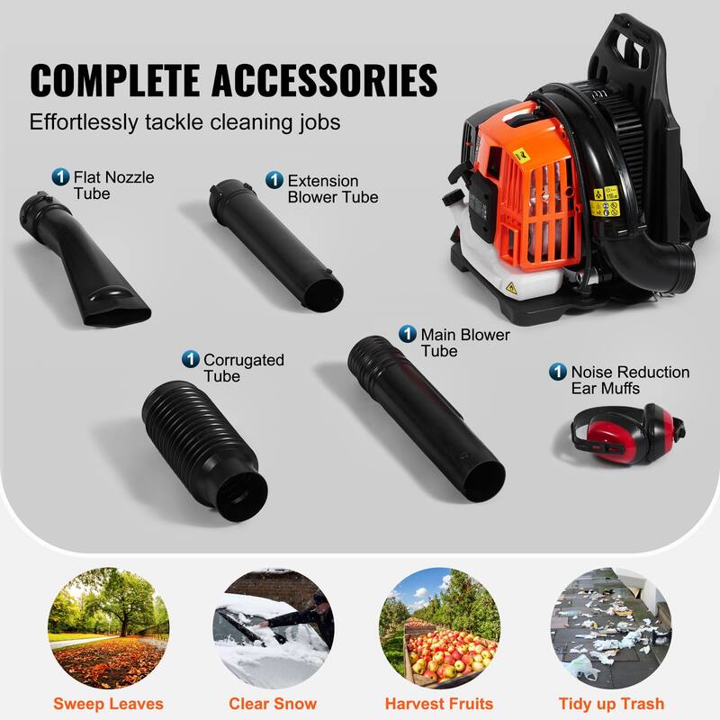 Backpack Leaf Blower, Gas Leaf Blower, Ideal for Lawn Care, Leaf Cleaning, and Snow Removal