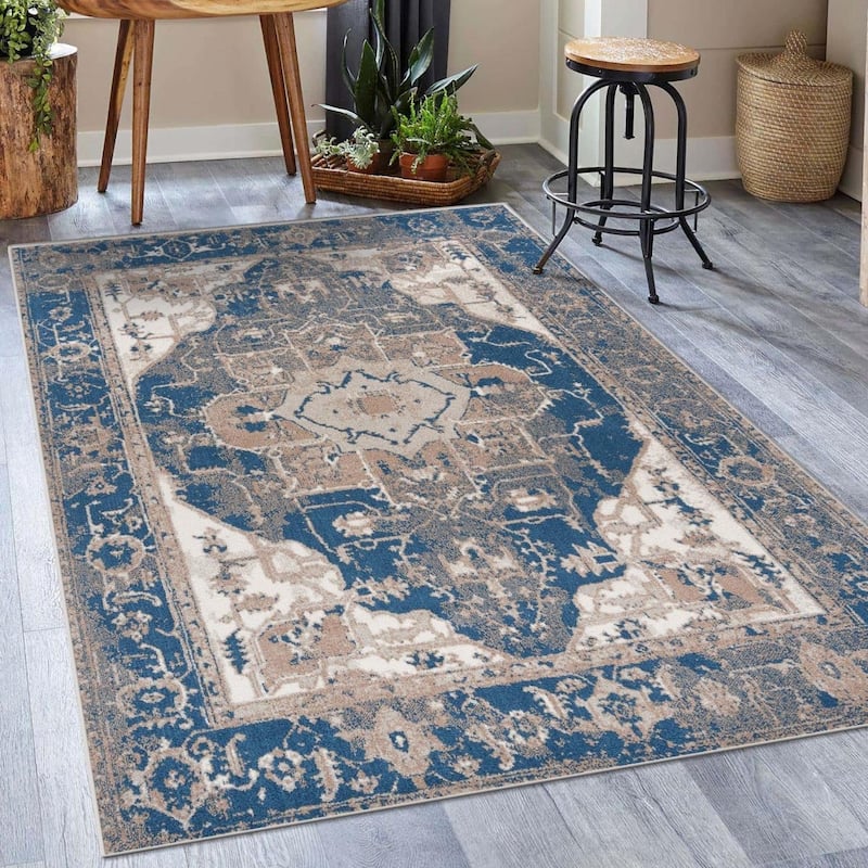 Luxe Weavers Moroccan Floral Area Rug for Living Room - 5' x 7' - Ivory