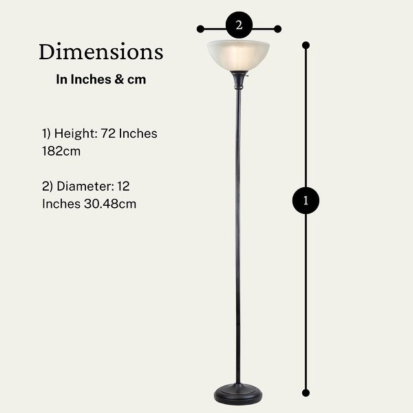 Bronze Torchiere Floor Lamp 72 with Frosted Glass Shade