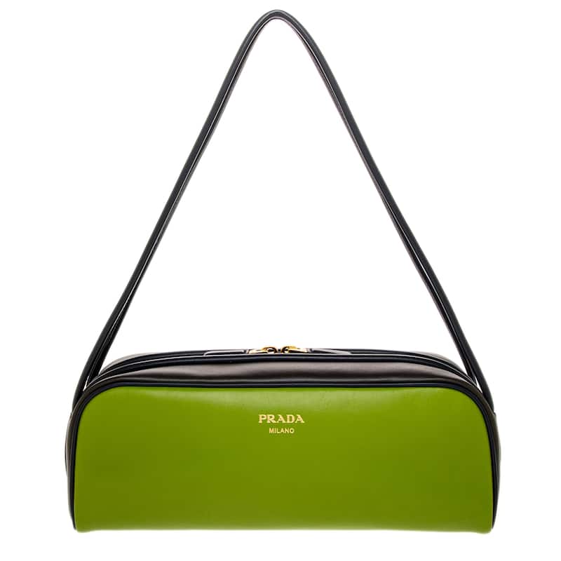 Prada Swing Smooth Leather Shoulder Bag - Green/Brown/Navy