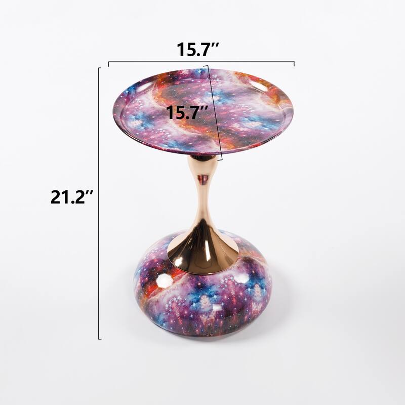 Mermaid Tail End Coffee Table Round Side Table, Modern Metal Pedestal Table
