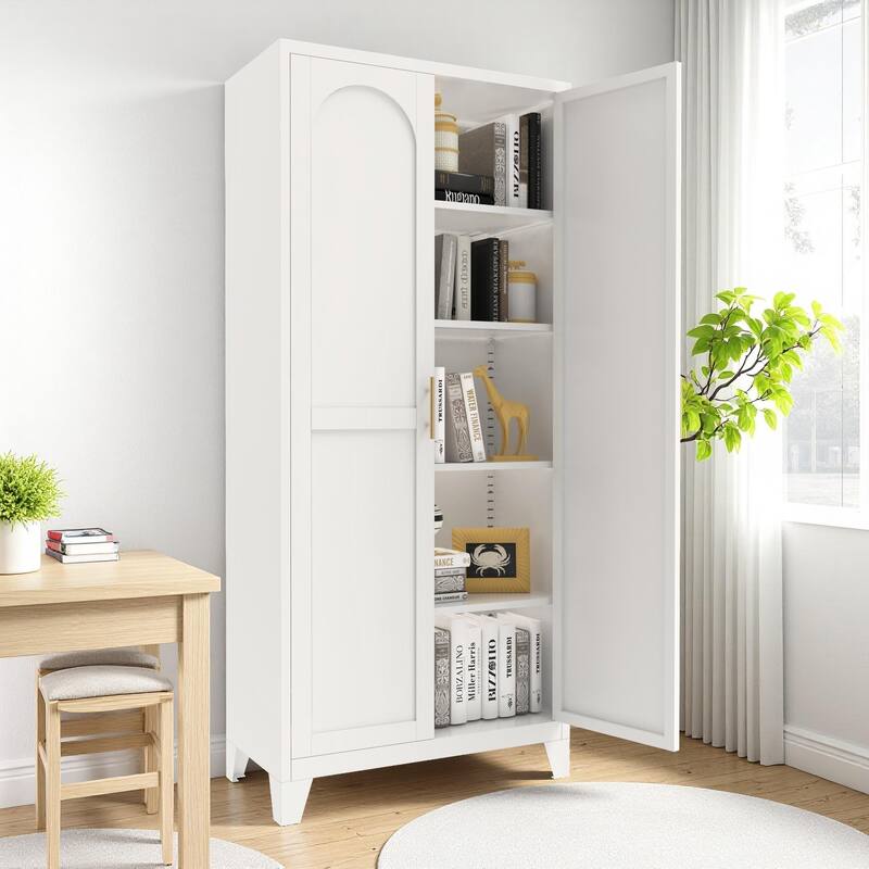 71'' 2 Shapely Doors Cabinet, Metal Storage Cabinet with Doors and Adjustable Shelves
