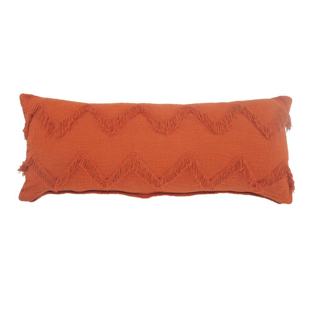 HomeRoots 14" X 36" Orange 100% Cotton Zippered Pillow