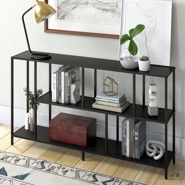 slide 2 of 24, Winthrop Console Table Blackened Bronze with Metal Shelves
