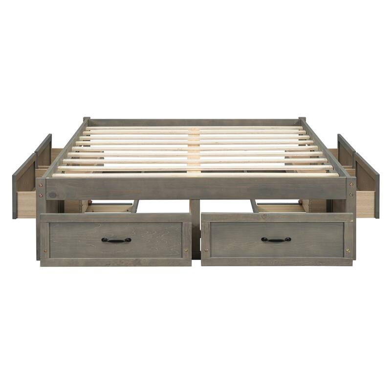 Full Size Platform Bed with 6 Storage Drawers