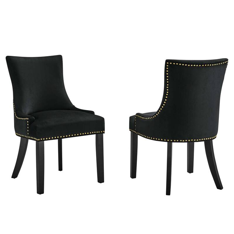 Marquis Performance Velvet Dining Chairs - Set of 2 - Black