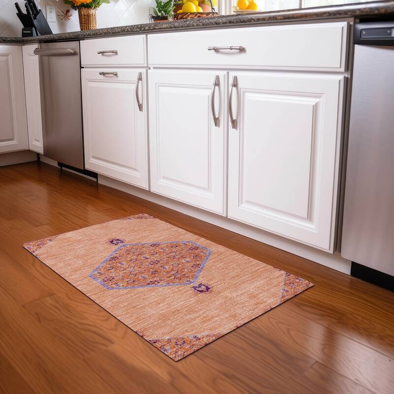 Machine Washable Indoor/ Outdoor Traditional Chantille Rug