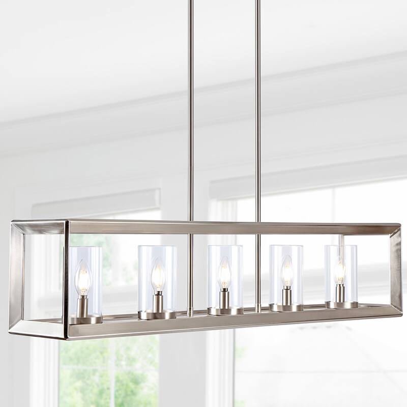 Anna Linear Metal/Glass LED Pendant, Oil Rubbed Bronze by JONATHAN Y