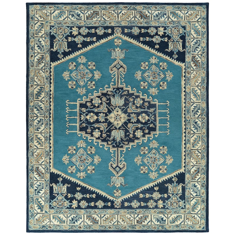 Charlotte Collection Blue Hand Tufted Indoor Area Rug