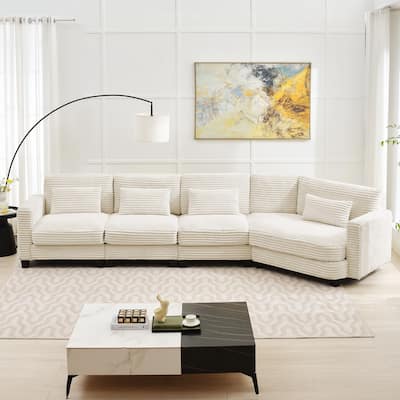 Multi-seat(3/4/5 seats) Corduroy Sectional Sofa, Modular Couch for Living Room & Business