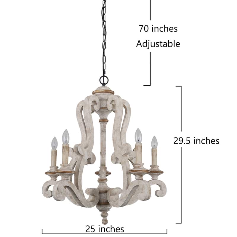 Oaks Aura French Country 5-Light Wood Rustic Pendant Ceiling Light ...