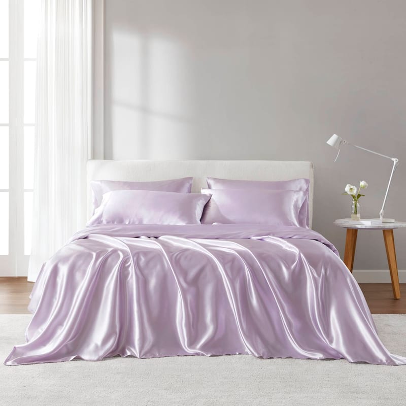 Madison Park Essentials Satin Luxury 6 PC Sheet Set - King - Lilac