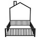 preview thumbnail 8 of 9, Black Full Size Sturdy Metal House Floor Bed with Guardrail, No Included Slats