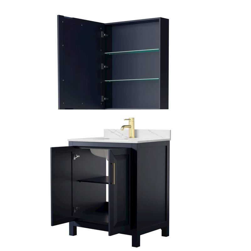 Daria 30-inch Single Vanity, Single Hole Quartz Top, Med Cabinet