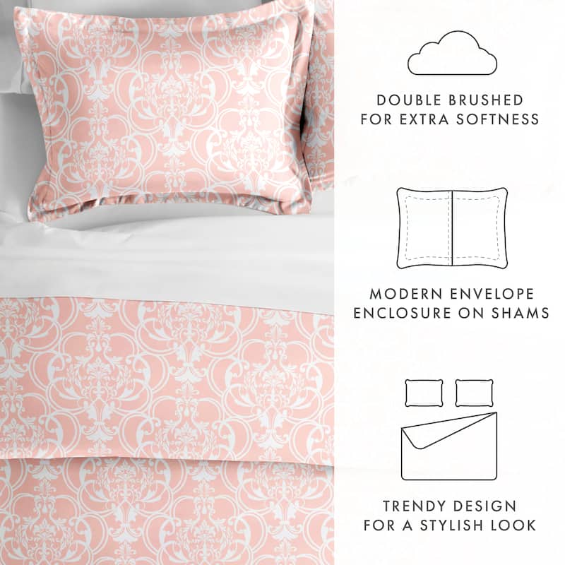 Becky Cameron Oversized Romantic Damask 3 Piece Duvet Cover Set