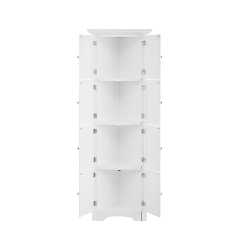 4-Shelf Tall Storage Cabinet with Flat Panel Doors, Freestanding MDF Unit for Living Room, Kitchen, Bathroom