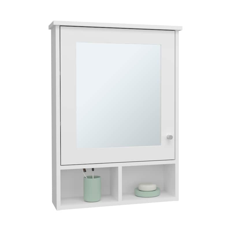 Medicine Cabinet 29" H, with 5 Shelves, 1 Door, and 1 Mirror, White