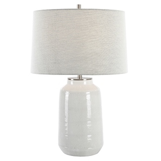 Uttermost Odawa White Farmhouse Table Lamp - 26"H, Shade 10"H x 17"Dia.