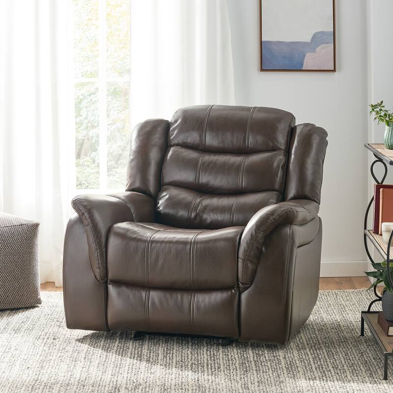 Roomfitters Classic Oversized Glider Recliner Chair with Plush Seat, Dark Brown