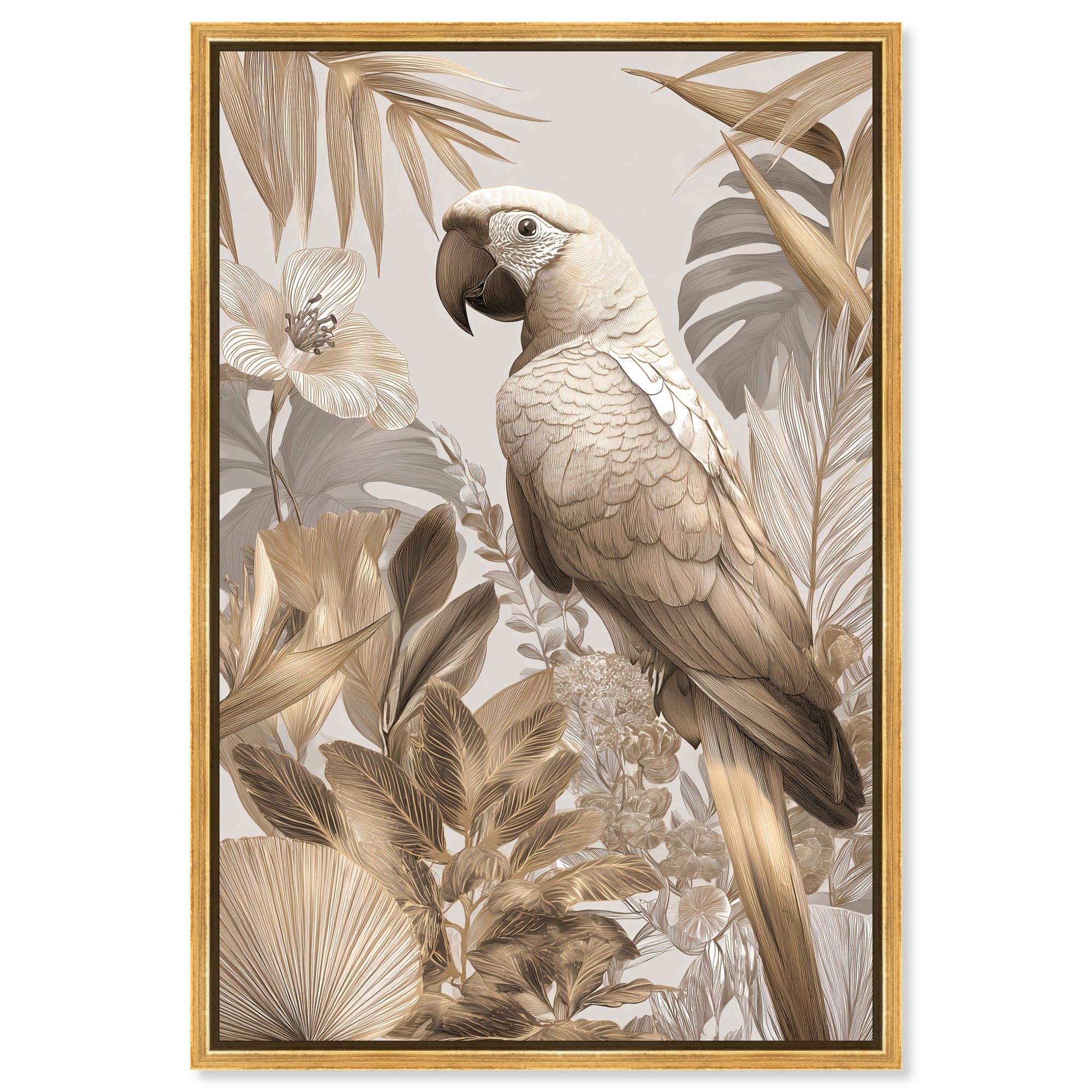 Golden Macaw Kitchen Wall Decor Framed Canvas Print by Art Remedy