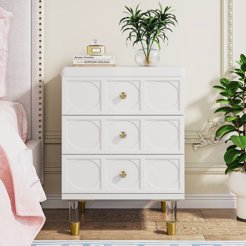 3-Drawer Bedside Table Nightstand for Bedroom