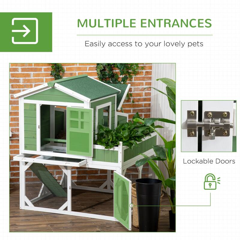 PawHut 49" Small Chicken Coop Hen House with Garden Space, Chicken House Outdoor Run Cage with Weather Protection