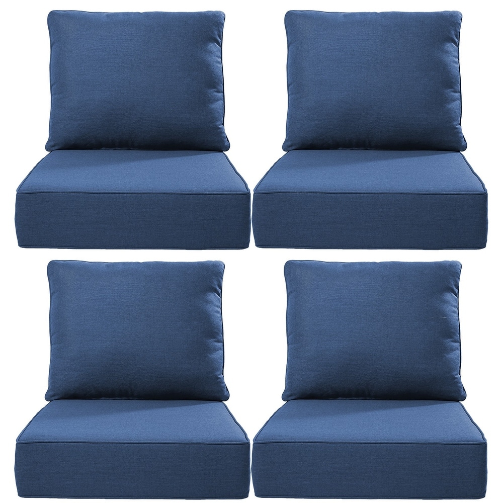 Luxury 6" Outdoor Cushions for Patio Furniture, 24x24x6 Cushion Set, Fade Resistant Replacement Cushions with Removable Cover