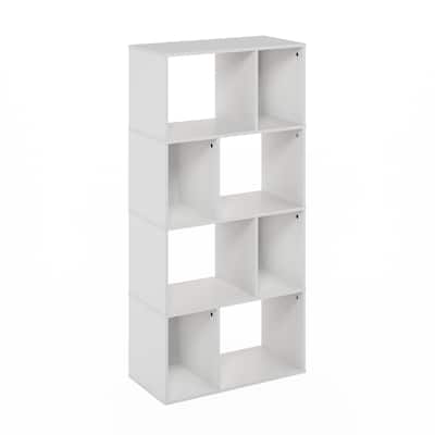 49.98 in. Tall White Wood 8-Shelf Bookcase