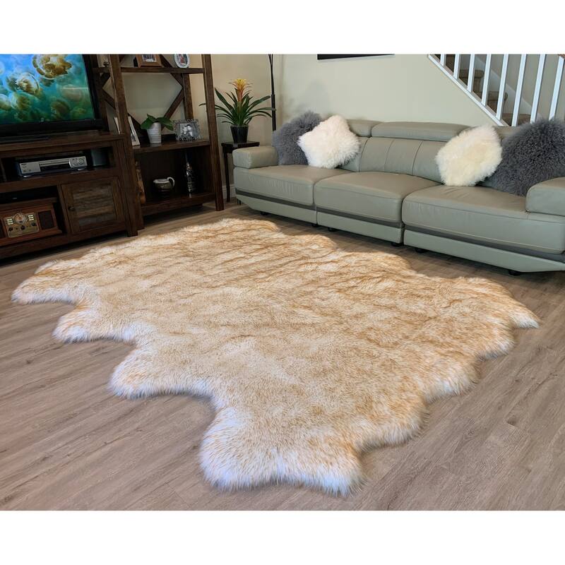 Ovella Home Premium Luxurious Faux Sheepskin 8-Pelt Plush Shag Area Rug - 6' x 8' - 6' x 8'