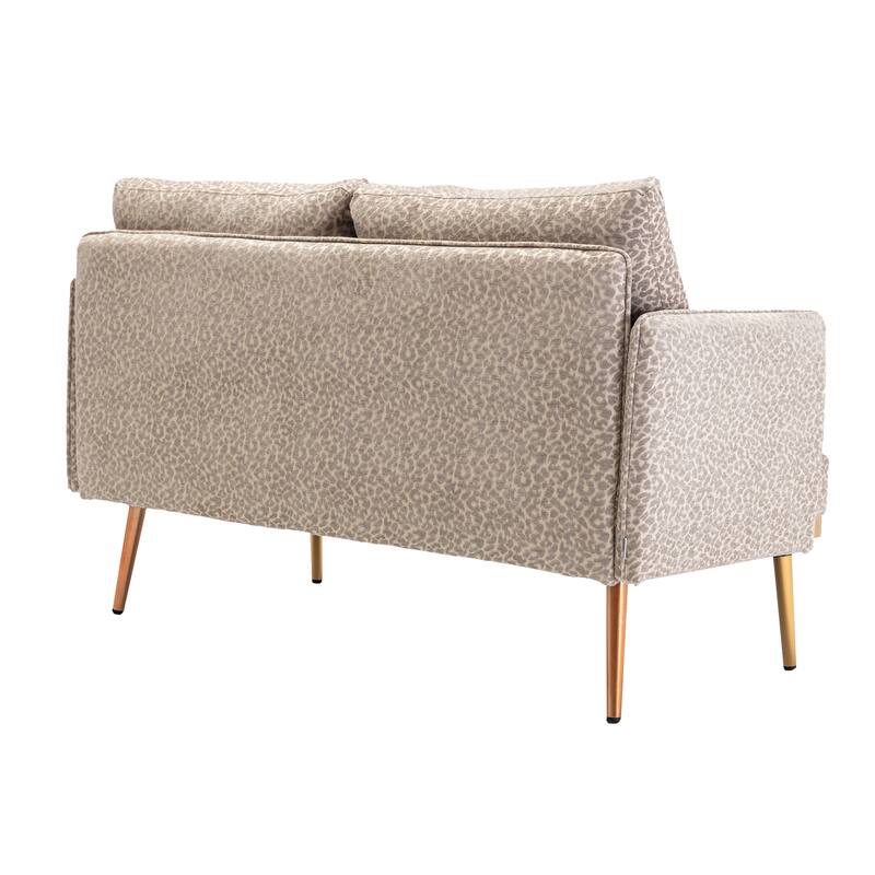 Polyester Upholstered Living Room loveseats sofa With Golden Legs
