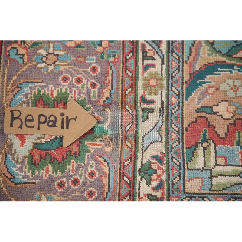 Hand Knotted Oriental 100% Wool Carpet Traditional Floral Red Tabriz Area Rug - 12' 8'' X 9' 8''