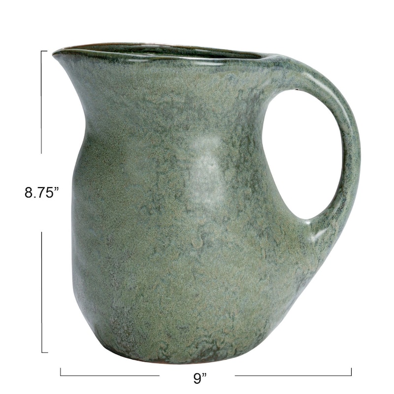 Stoneware Pitcher with Reactive Glaze - 9.0"L x 5.1"W x 8.6"H - 9.0"L x 5.1"W x 8.6"H