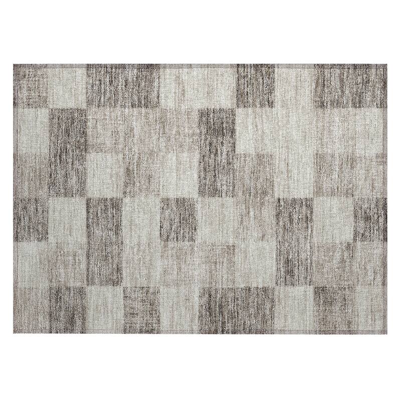 Machine Washable Indoor/ Outdoor Checker Chantille Rug