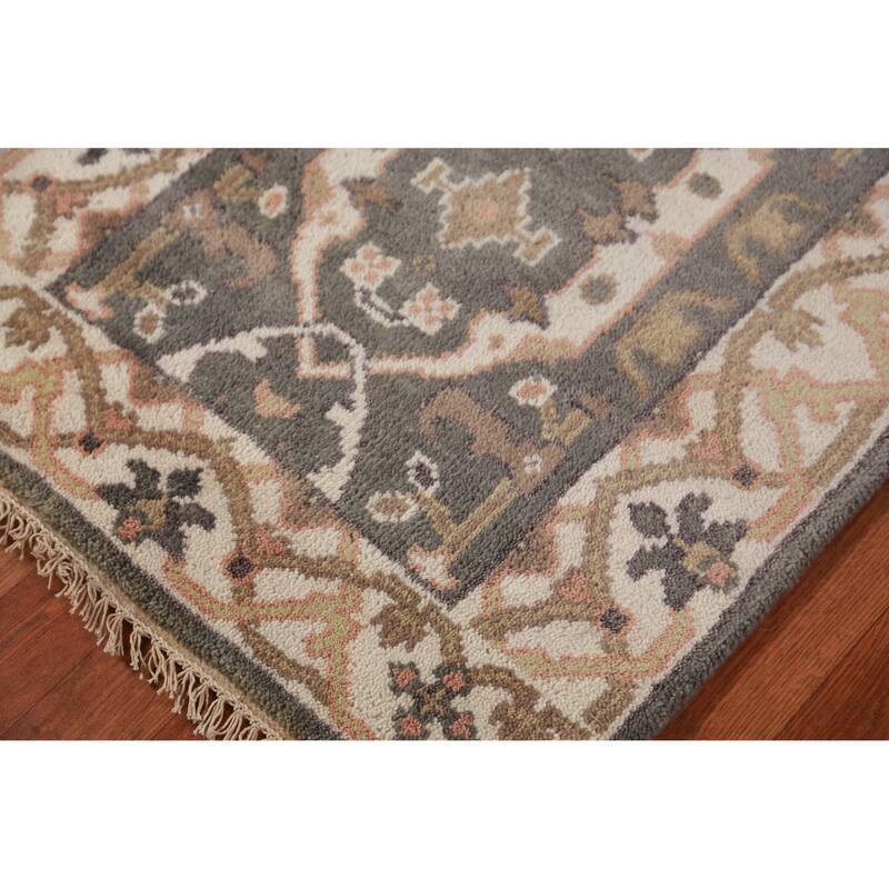 Gray Oushak Oriental Runner Rug Transitional Handmade Wool Carpet - 2'7" x 9'11"