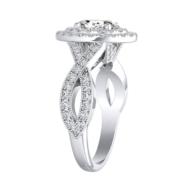 Auriya Platinum 1 3/8ctw Vintage Oval-cut Double Halo Diamond Engagement Ring - White (H-I, SI1-SI2) - White H-I
