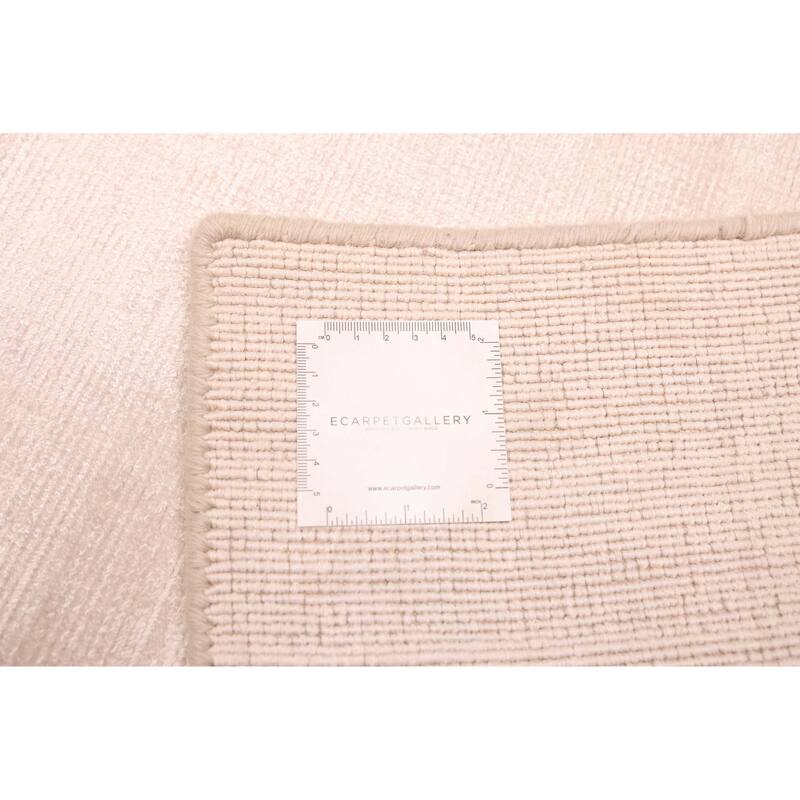 ECARPETGALLERY Hand Loomed Shimmer Ivory Viscose Rug - 6'7 x 9'5
