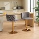 preview thumbnail 30 of 85, Modern Upholstered Pu Bar Chair Set of 2 with Back Tufted & Nailhead Gold Chrome Base, Adjustable Swivel Bar Stool