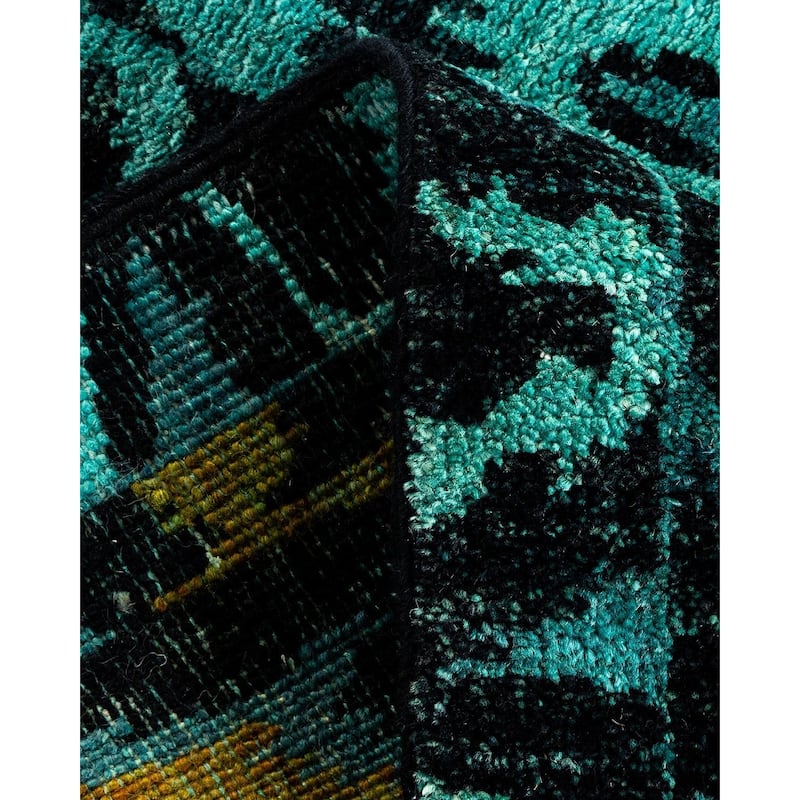Overton Hand Knotted Wool Vintage Inspired Modern Contemporary Modern Black Runner Rug - 2' 8" x 12' 2"