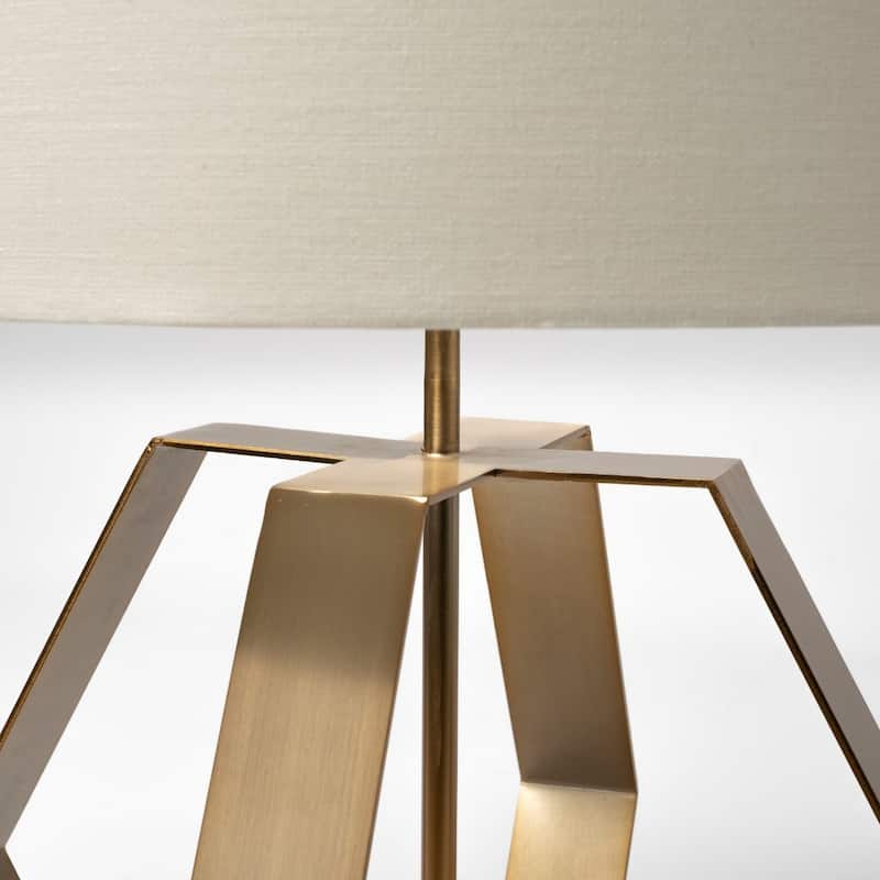 Gold Metal Geometric Table Lamp with 3 Way Switch Slip UNO Fitter - 17” x 17” x 26.6” (D x W x H)