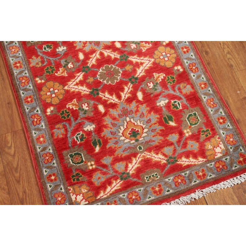 Red Floral Kazak Oriental Foyer Rug Handmade Wool Carpet - 2'0" x 3'0"