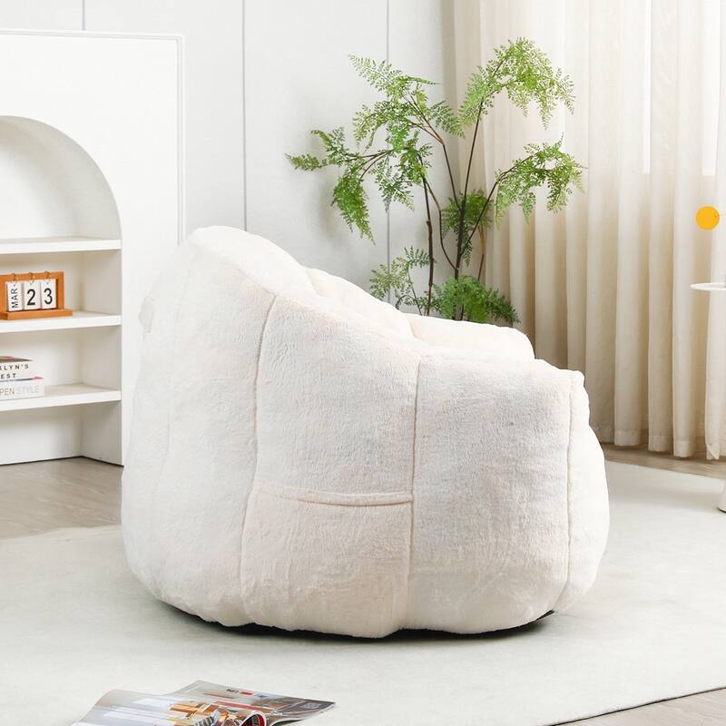 Lazy Comfy Chairs faux fur Fabric BeanBag Chair in Living Room Bedroom