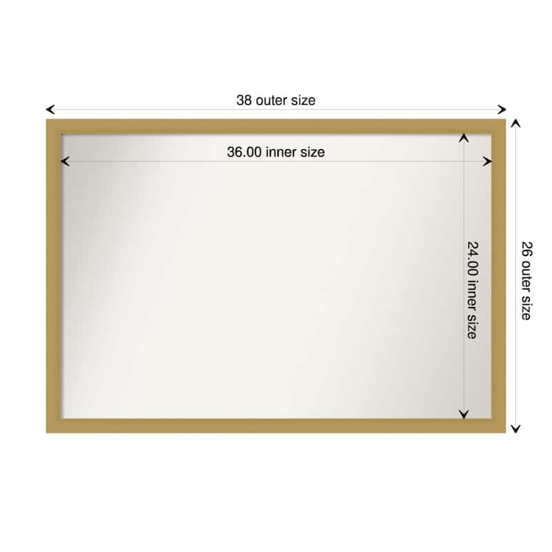 Non-Beveled Bathroom Wall Mirror - Grace Brushed Gold Narrow Frame - 38 x 26 in - Grace Brushed Gold Narrow