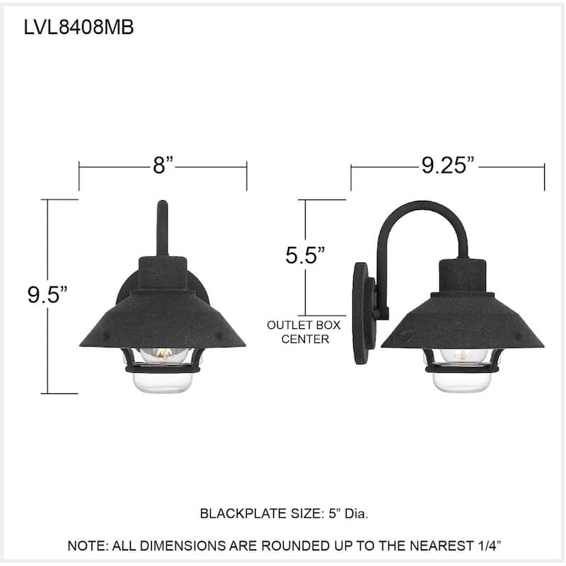 Lavalier 1-Light Mottled Black Outdoor Wall Lantern