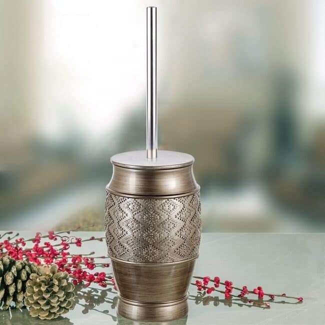 Creative Scents Toilet Brush Set Toilet Bowl Cleaner Brush and Holder - Silver