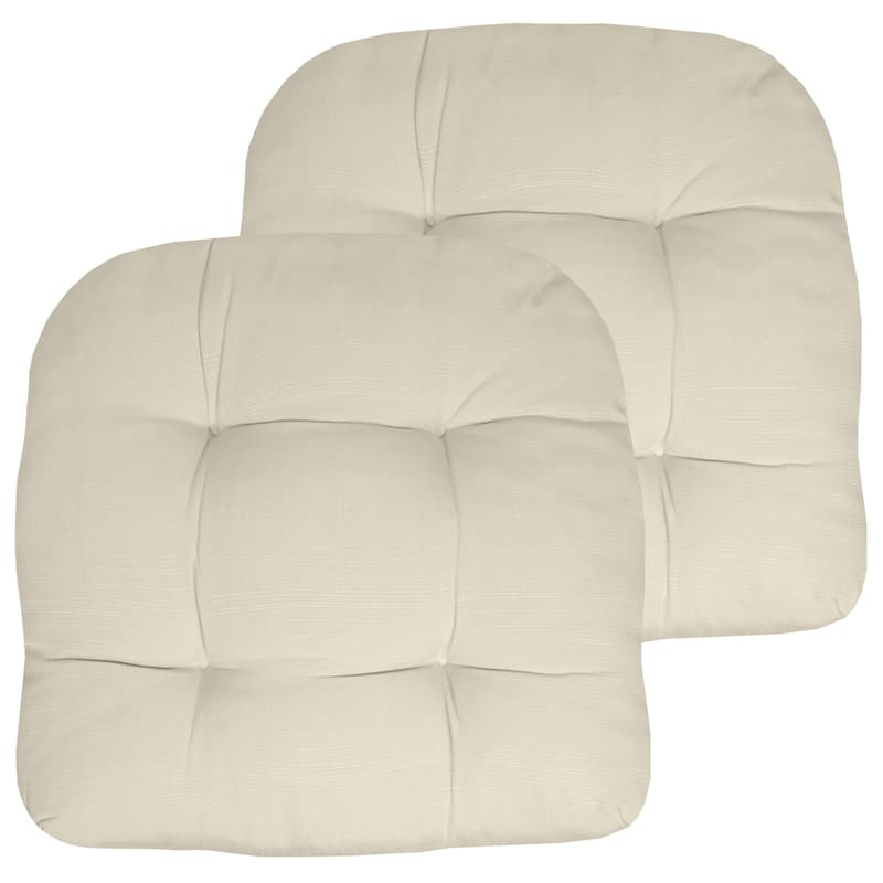Indoor-Outdoor Reversible Patio Seat Cushion - Cream - Set of 2