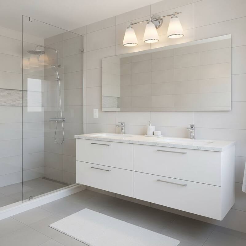 Artcraft Zoey - Bathroom Vanity - Polished Nickel Finish - Glossy White Glass Shade